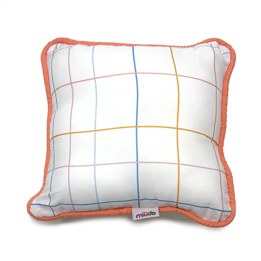 Almofadinha Xadrez Cores Pastéis vivo Coral 25×25 cm