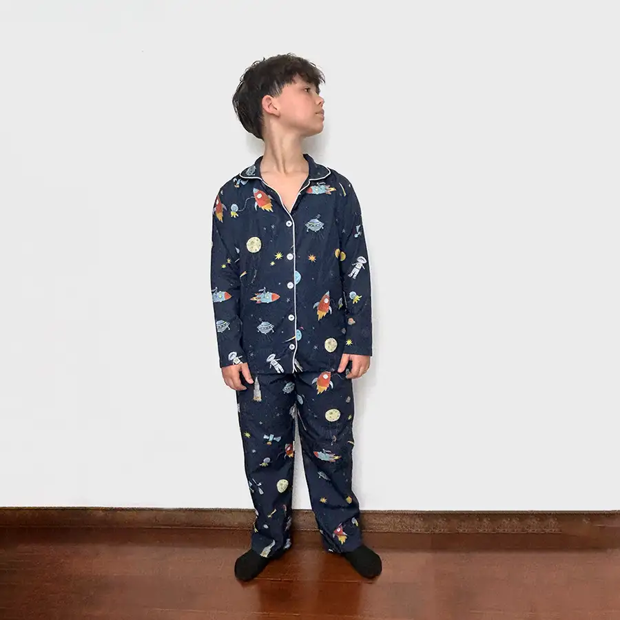 Pijama Americano Longo Espaço Azul