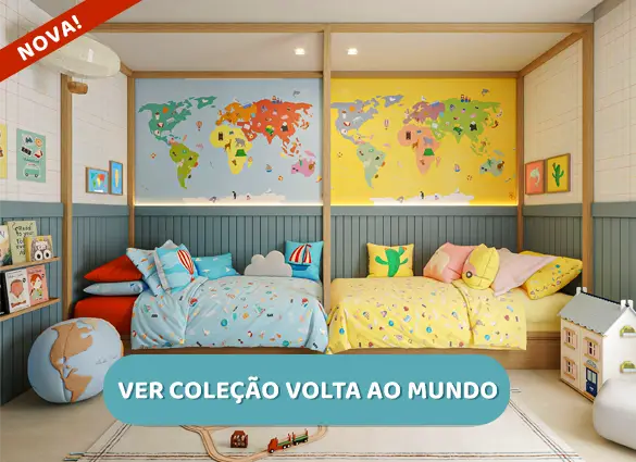 Decoração de quarto tema viagem de volta ao mundo