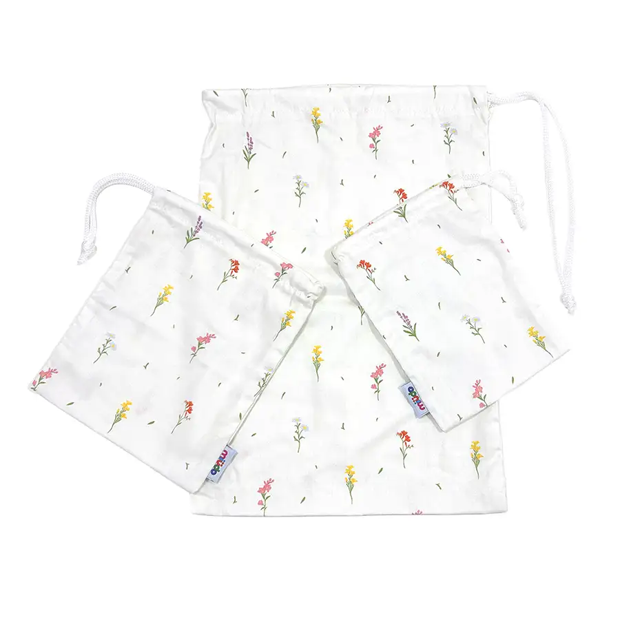 Saco Organizador Infantil Multiuso – Florzinhas – Kit com 3
