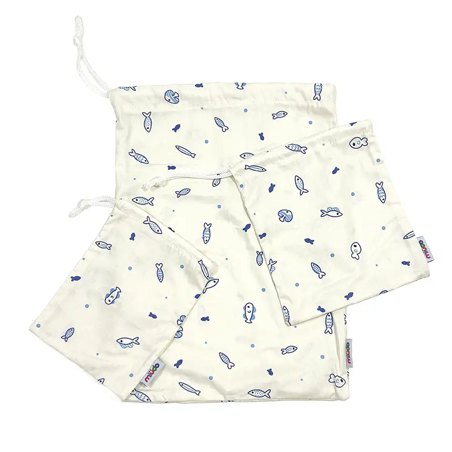 Saco Organizador Infantil Multiuso – Peixinhos – Kit com 3