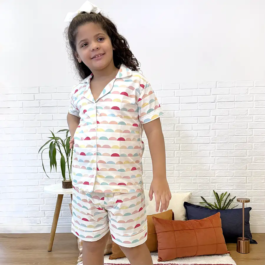 Pijama Americano Curto Dia Ensolarado Rosa