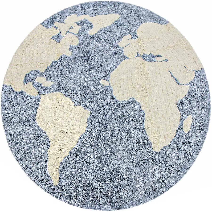Tapete de Algodão Redondo Mapa Mundi