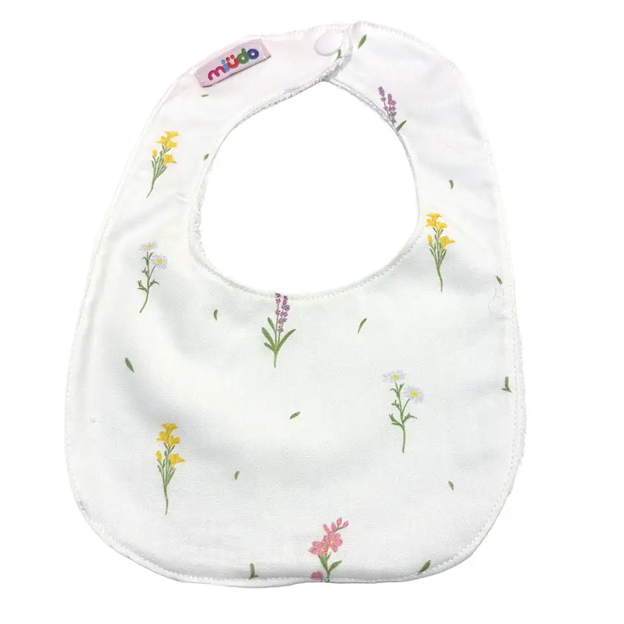 Babador de Algodão e Atoalhado Florzinhas