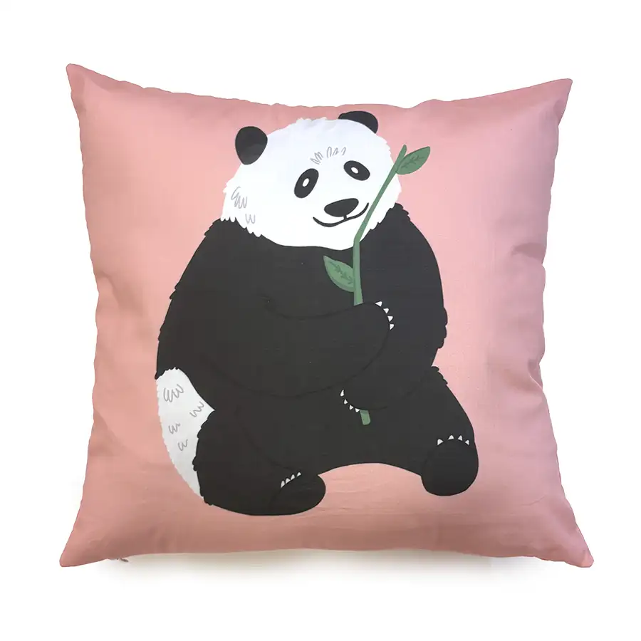Capa de Almofada Panda 40×40 Rosa Costas Rosa Chiclete