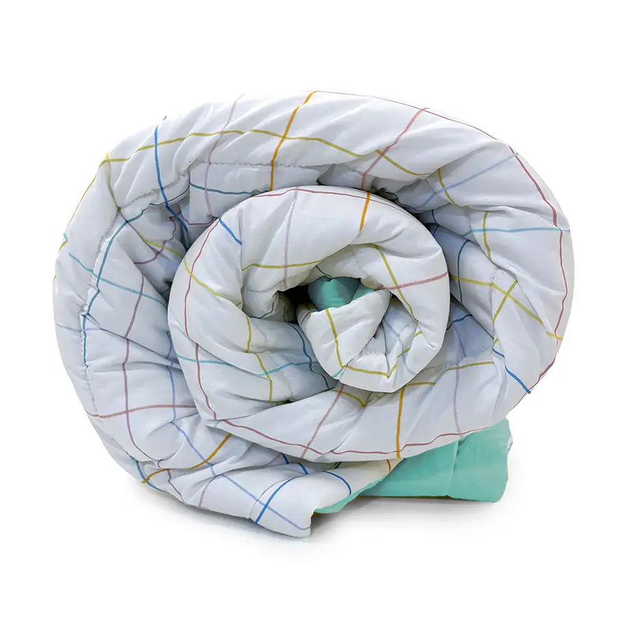 Edredom Xadrez Pastel com Verso Verde Tiffany