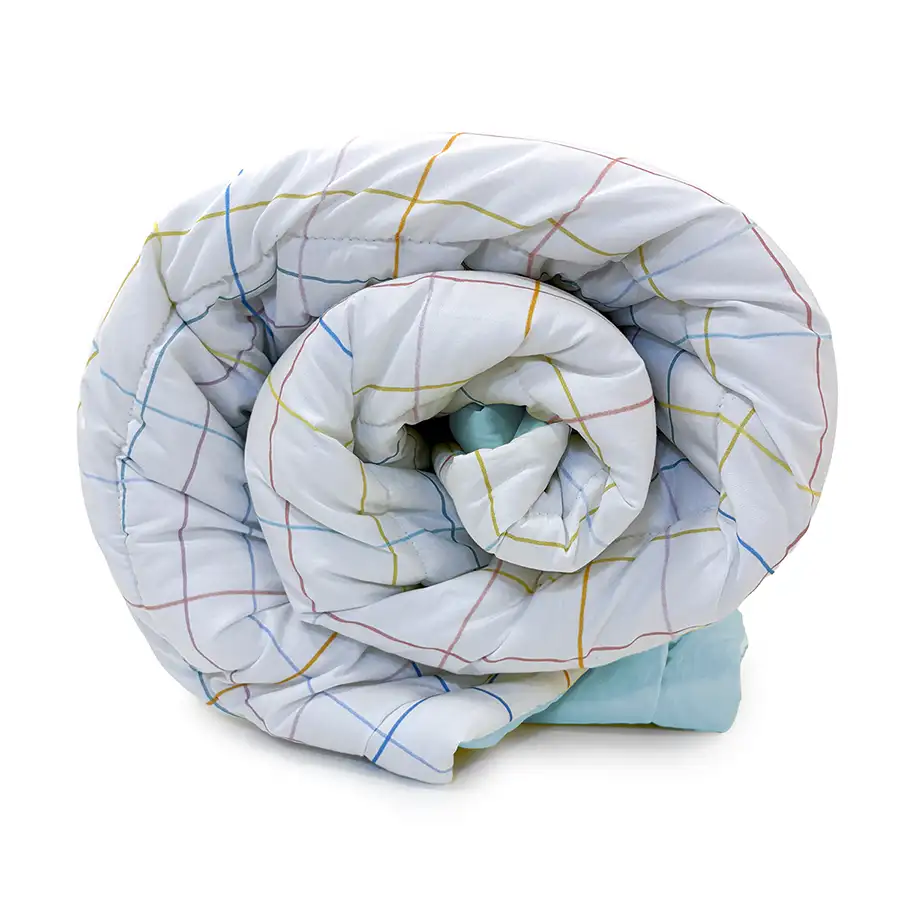 Edredom Xadrez Pastel com Verso Azul Claro