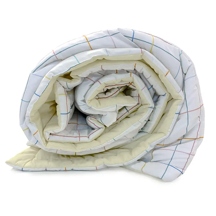 Edredom Xadrez Pastel com Verso Creme