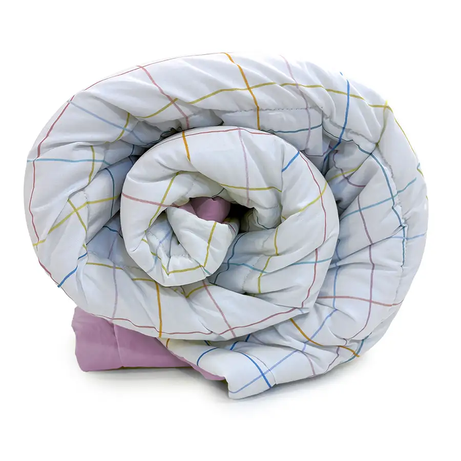 Edredom Xadrez Pastel com Verso Rosa Queimado