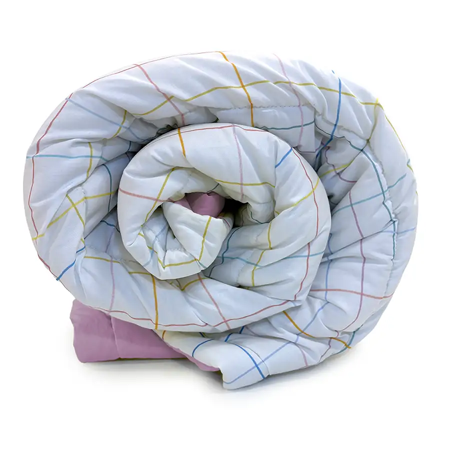 Edredom Xadrez Pastel com Verso Rosa Queimado