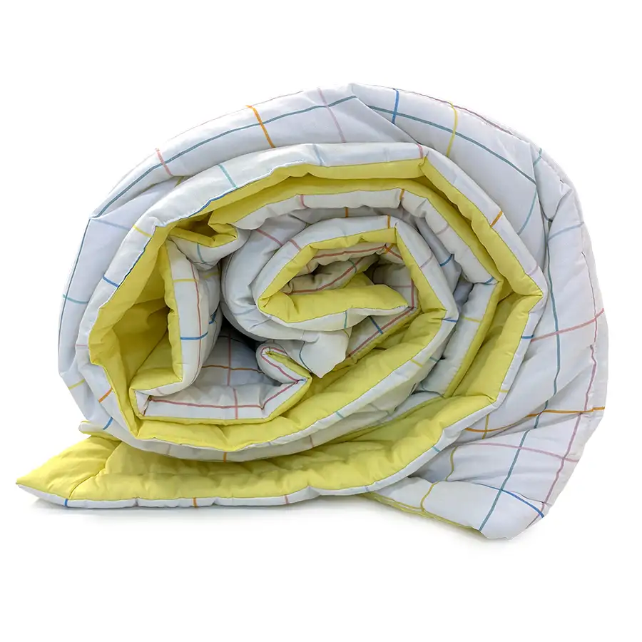 Edredom Xadrez Pastel com Verso Amarelo Claro