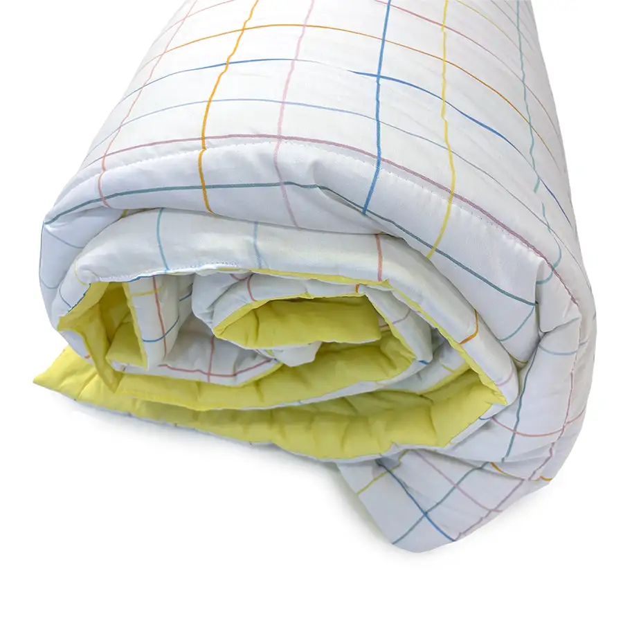 Edredom Xadrez Cores Pastéis com verso Amarelo Claro