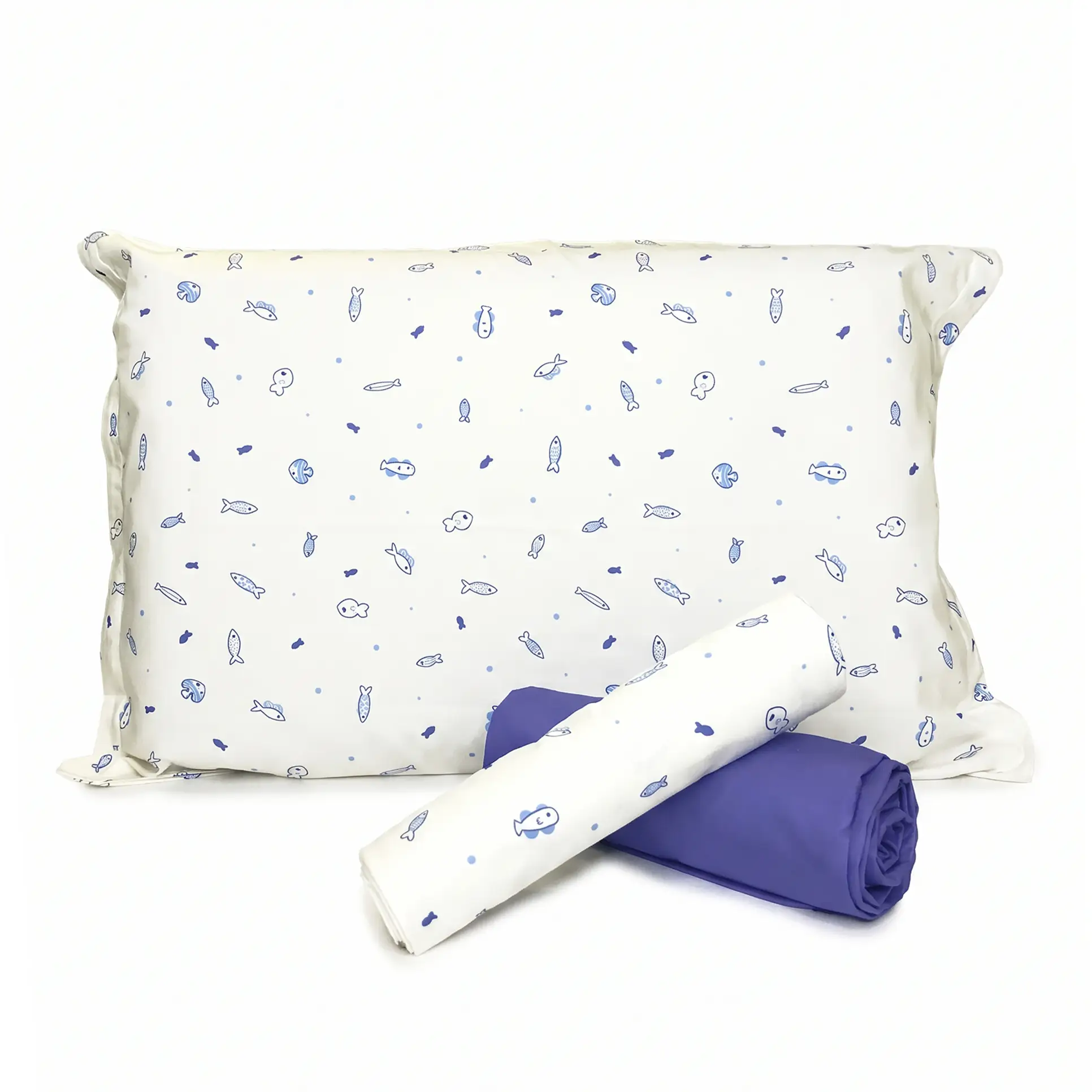 Jogo de Cama Peixinhos com Lençol de Elástico Azul Royal