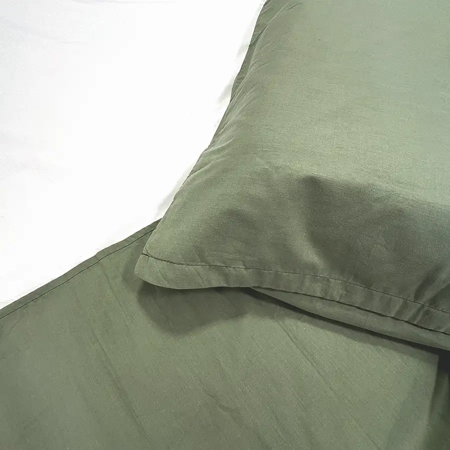 Jogo de Cama Percal Chá Verde e Branco