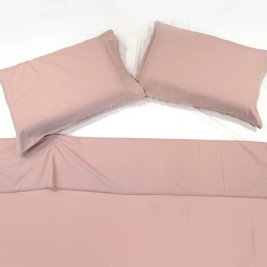 Jogo de Cama Percal Rosé e Branco 300 fios – 4 peças