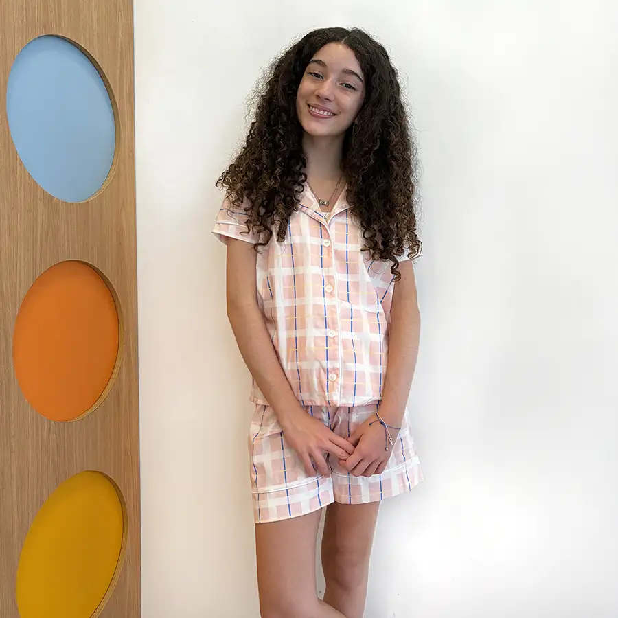 Pijama Americano Curto Xadrez Rosa