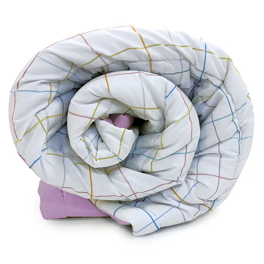 Edredom Xadrez Pastel com Verso Lilás