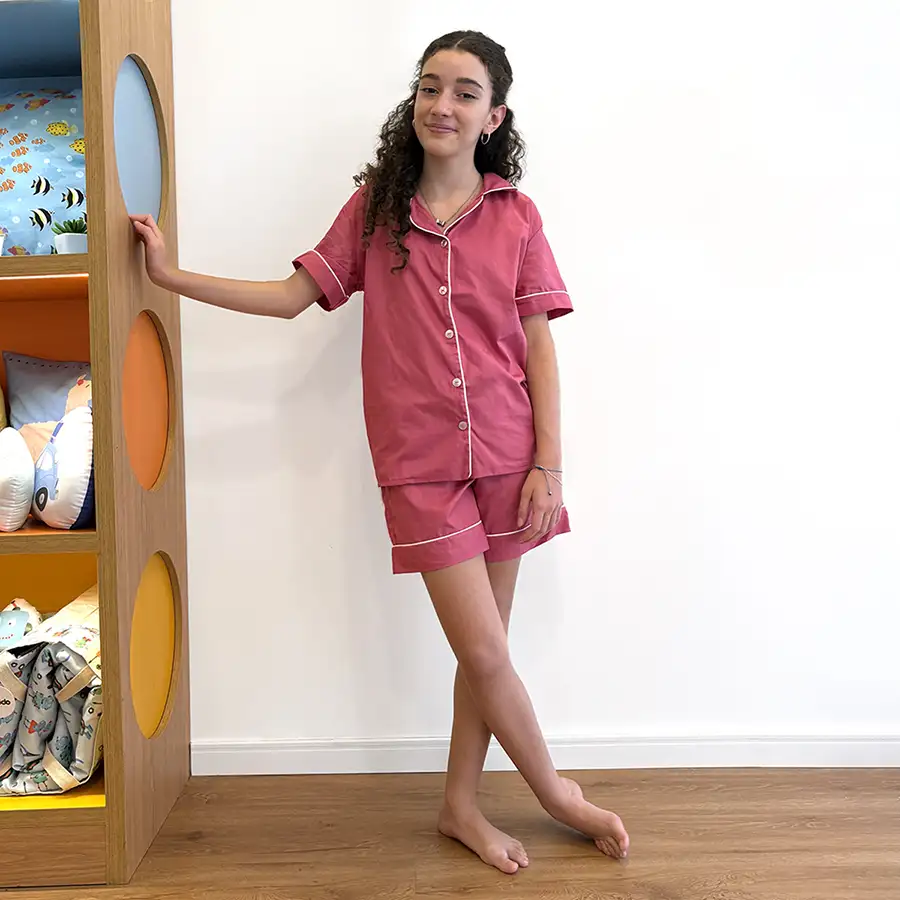 Pijama Americano Curto Rosa Goiaba