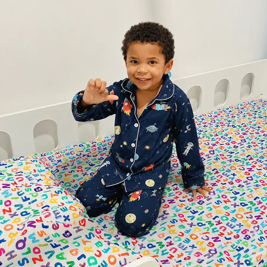 Pijama Americano Longo Espaço Azul