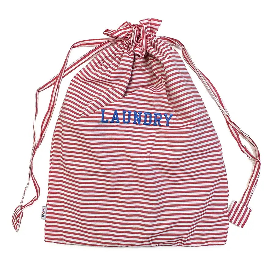 Saco de Roupa Suja Grande Listras Vermelhas