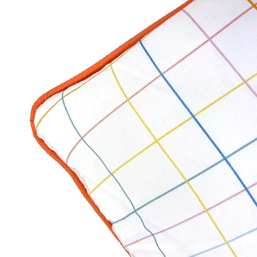 Almofada retangular xadrez cores pastéis unissex