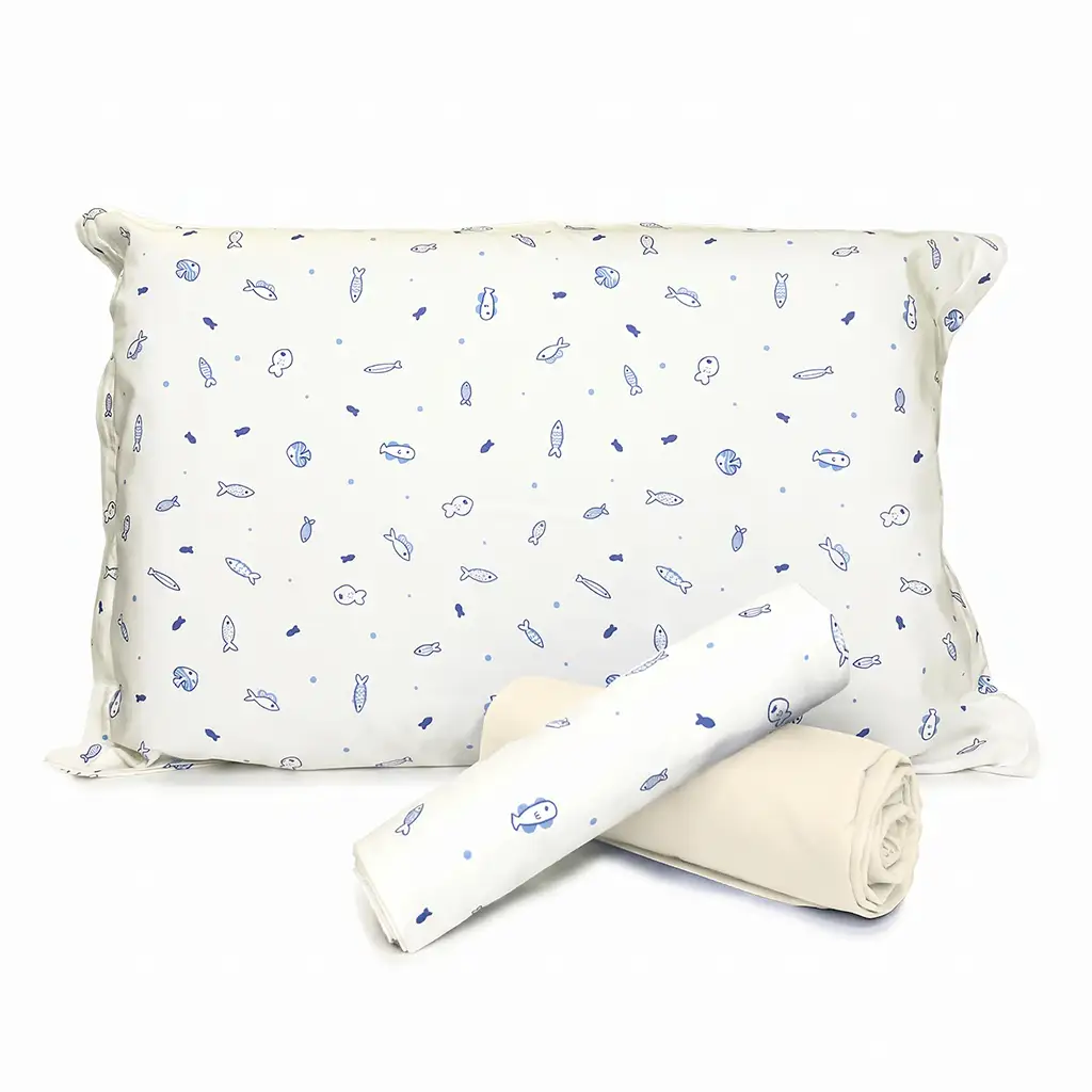Jogo de Cama Peixinhos com Lençol de Elástico Creme