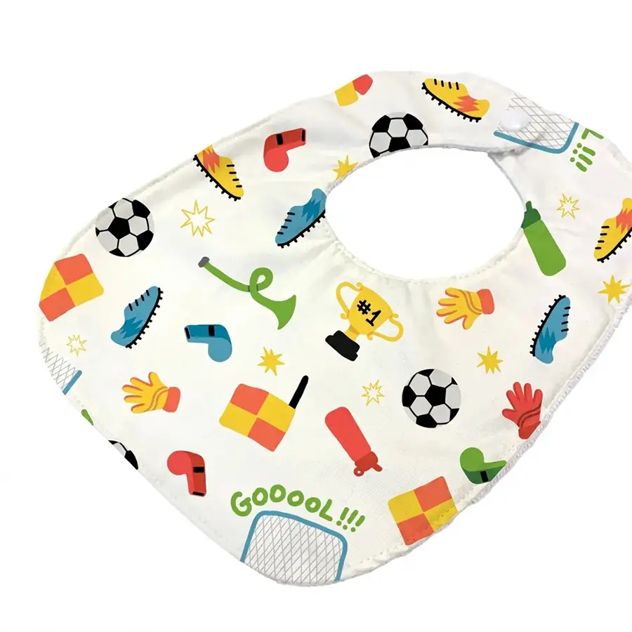 Babador de Algodão e Atoalhado Futebol Branco – Copa 2026