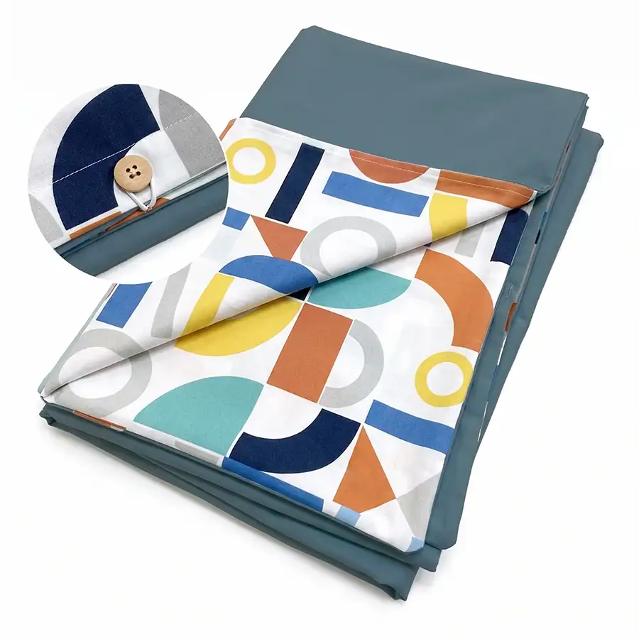 Capa de Edredom Geometria Laranja com Azul Névoa