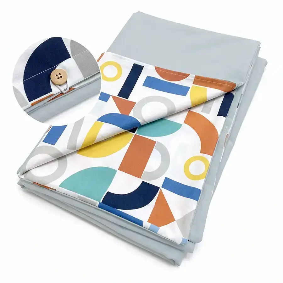 Capa de Edredom Geometria Laranja com Cinza Claro