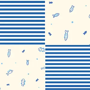Coleção Peixinhos e Listrado Azul
