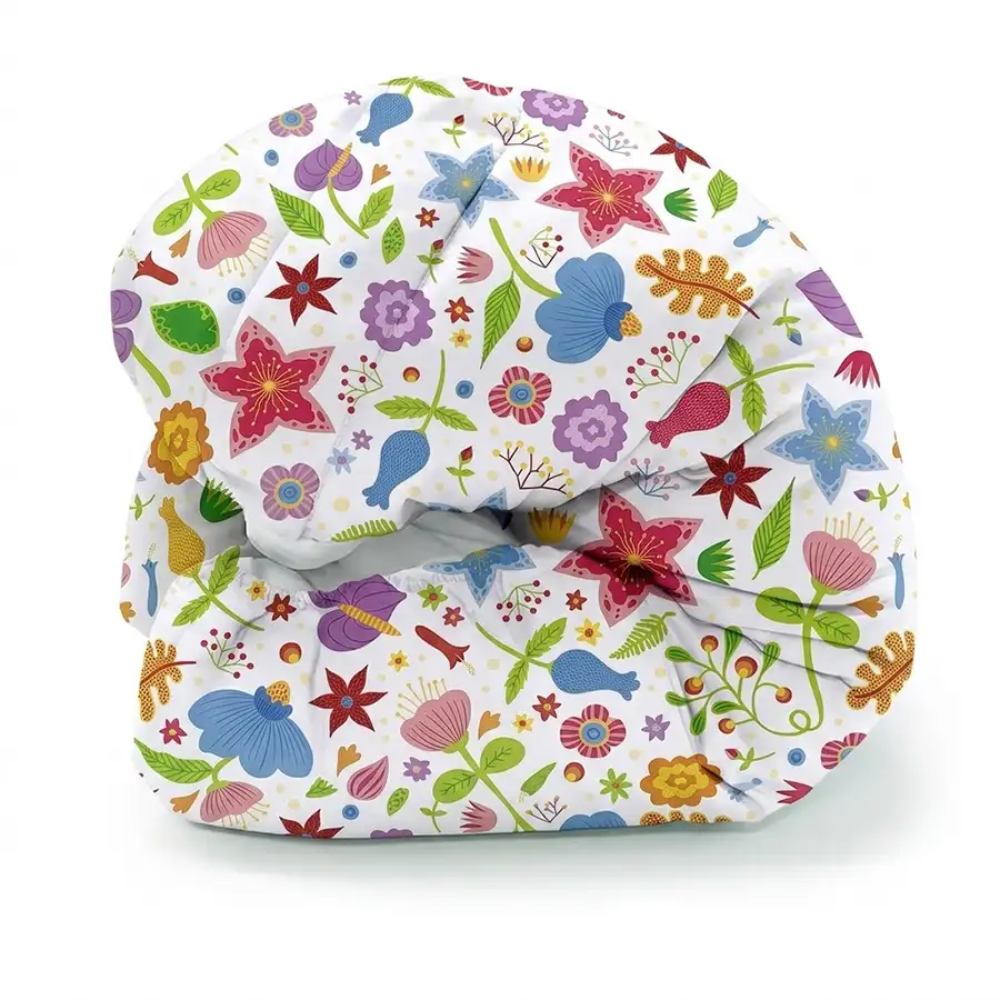 Colcha com Elástico Floral Verso Off White