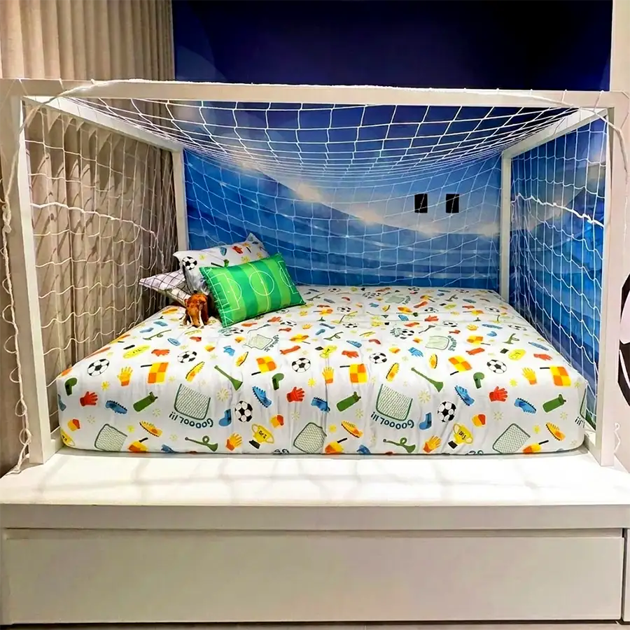 Colcha com Elástico Futebol Branco Verso Branco – Copa 2026