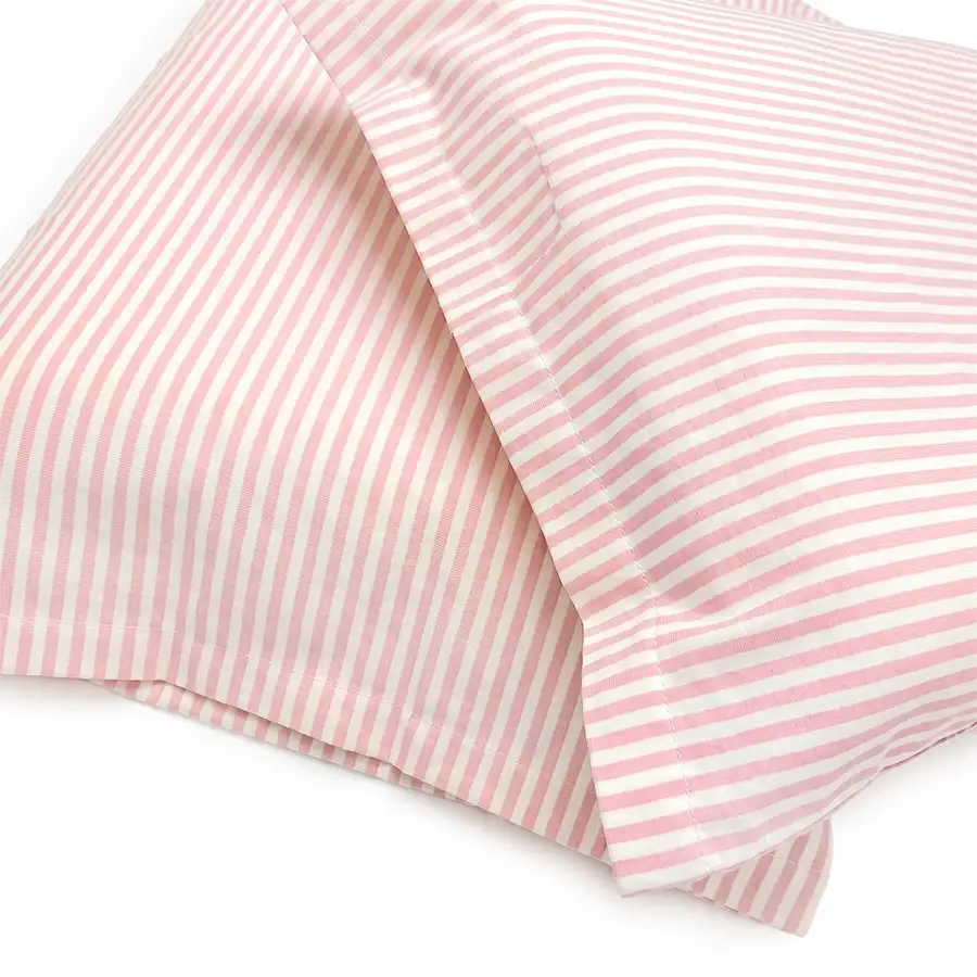 Kit 2 Fronhas Listrado Rosa e Branco