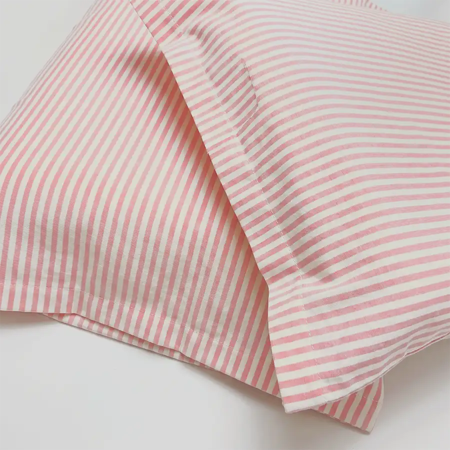 Kit 2 Fronhas Listrado Rosa e Branco