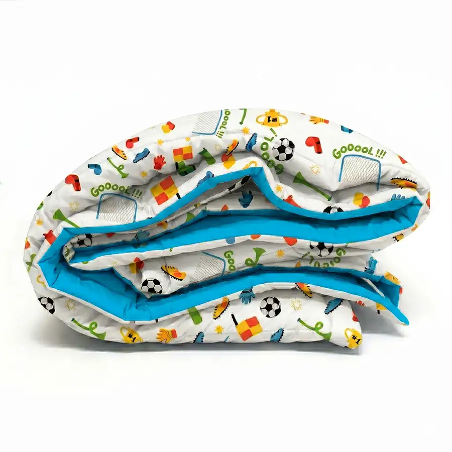 Edredom Infantil Futebol Branco Verso Azul Piscina – Copa 2026