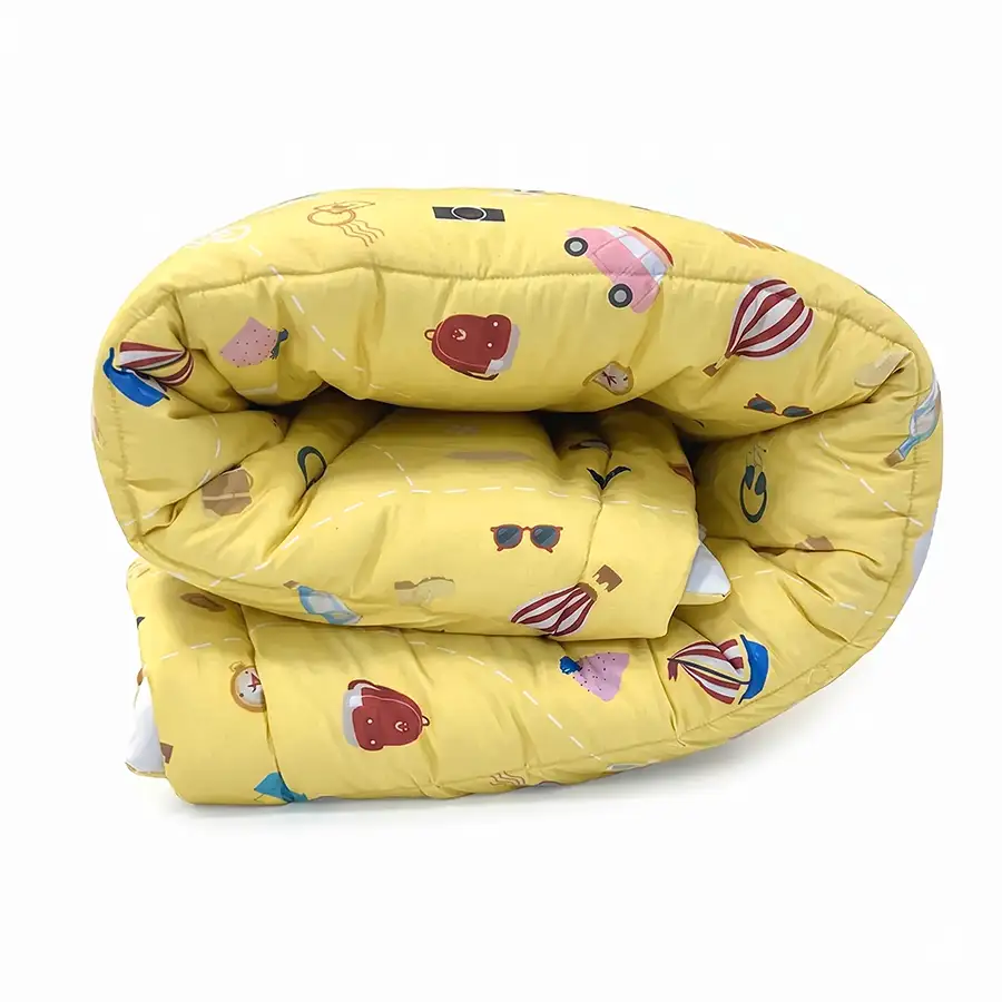 Edredom Viagem Amarelo com Verso Off White