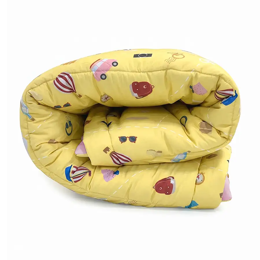 Edredom Viagem Amarelo com Verso Rosé