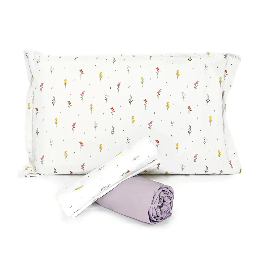 Jogo de Cama Florzinhas com Lençol de Elástico Rosa Queimado