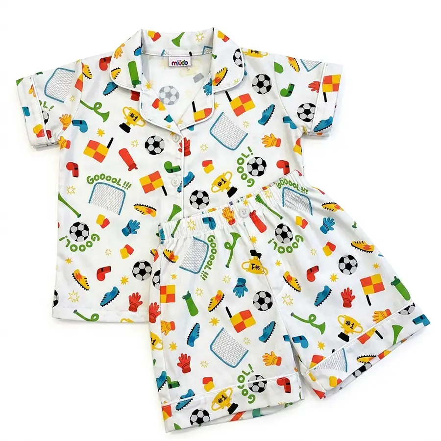 Pijama Americano Curto Futebol Branco – Copa 2026