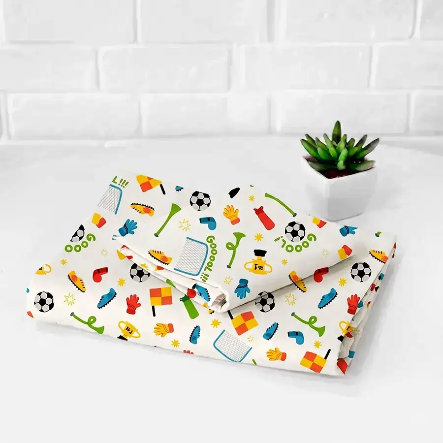 Roupa de Cama Infantil Futebol Branco – 2 peças – Copa 2026