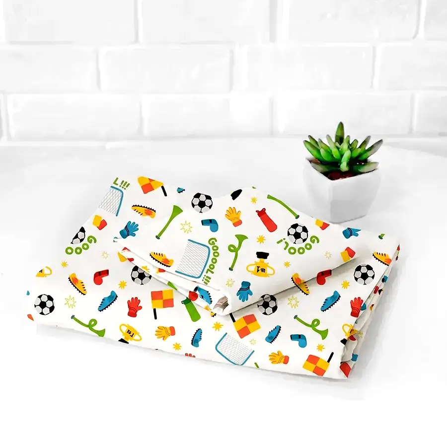 Roupa de Cama Infantil Futebol Branco – 2 peças – Copa 2026