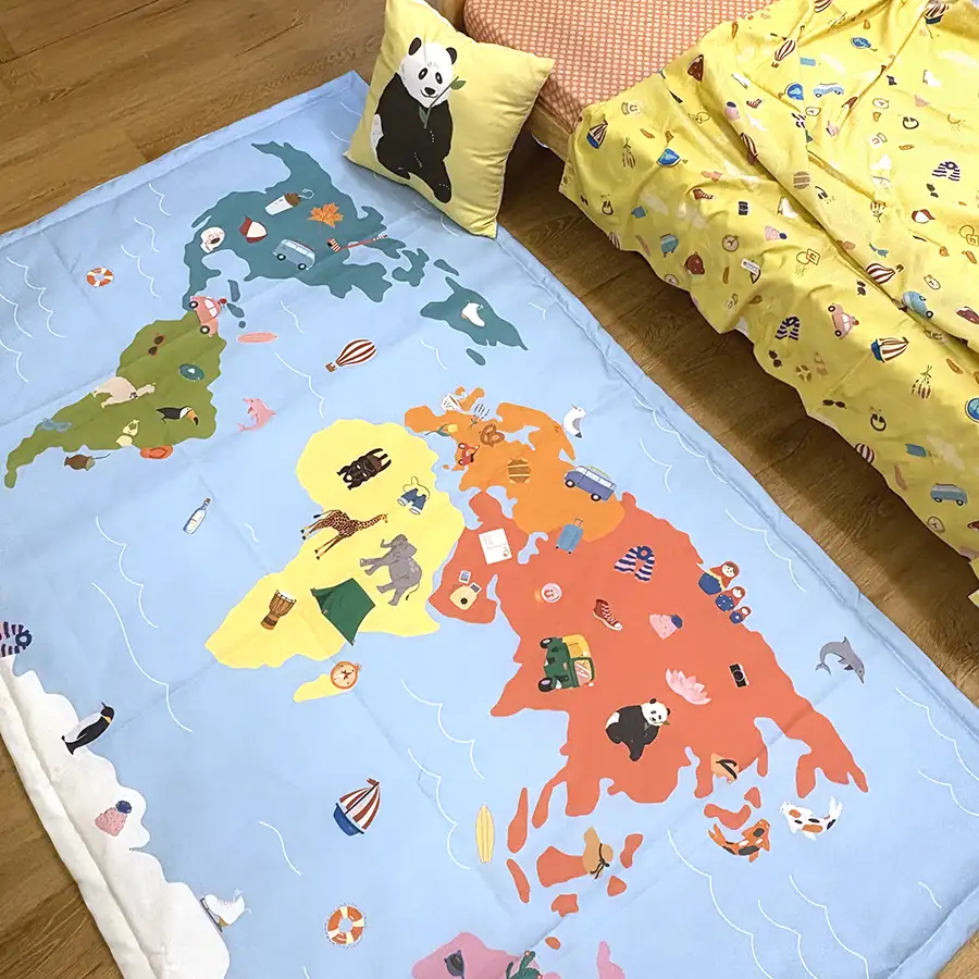 Tapetão de Brincar Mapa Mundi com Bolsa 196x120cm