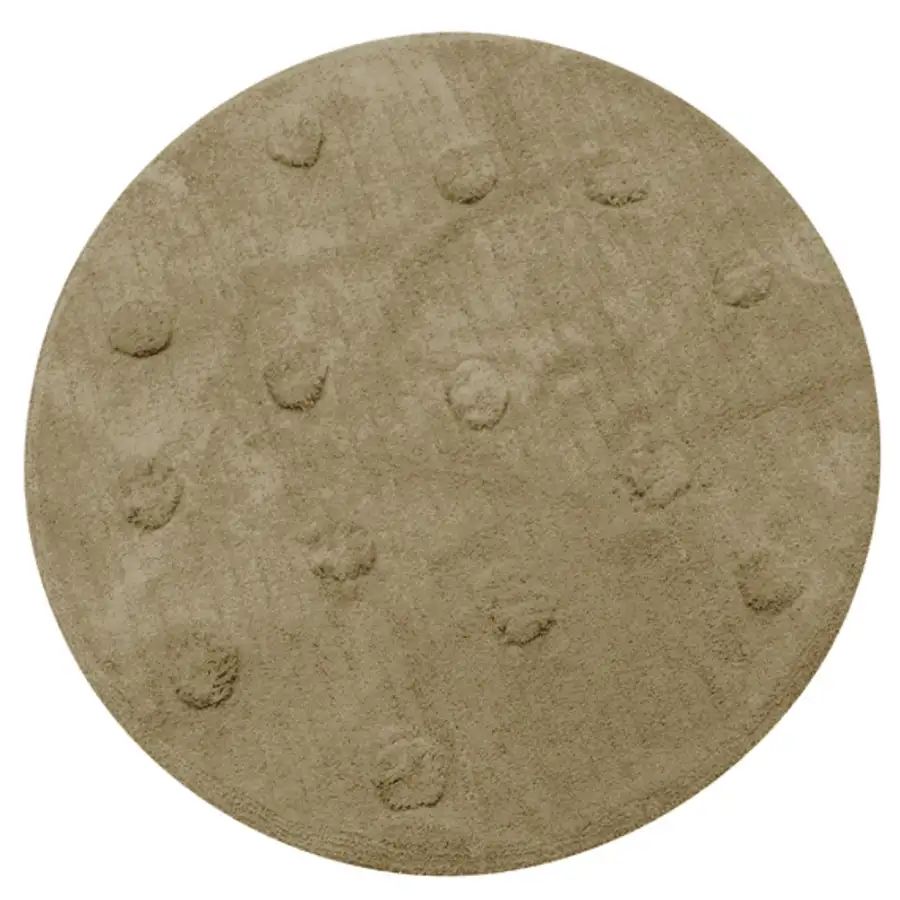 Tapete de Algodão Redondo Areia Fendi Bolas em Relevo