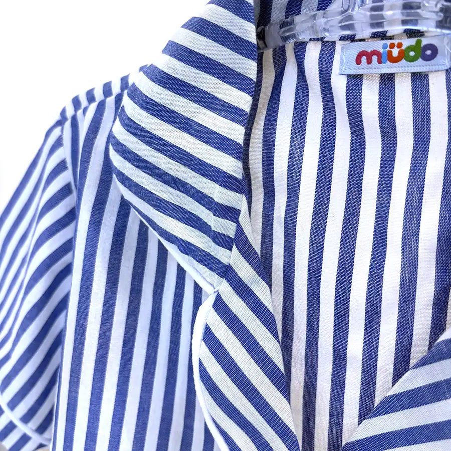 Pijama americano Curto Listrado Azul