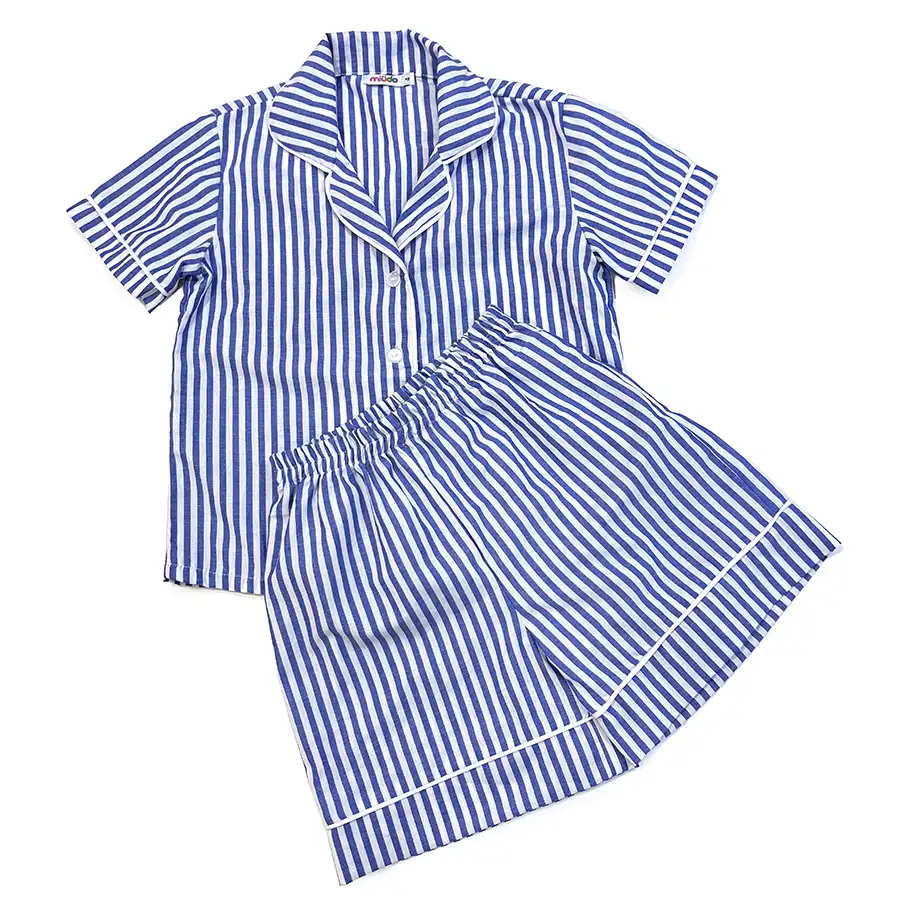 Pijama Americano Curto Listrado Azul