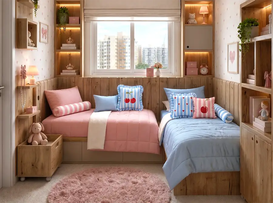 Quarto Cherry Love - Quarto de irmãs meninas