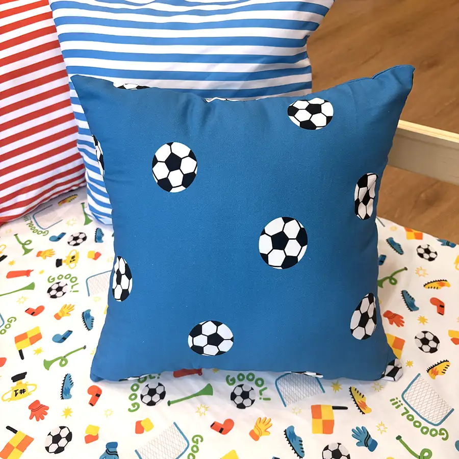 Capa de almofada Bolas de Futebol Azul