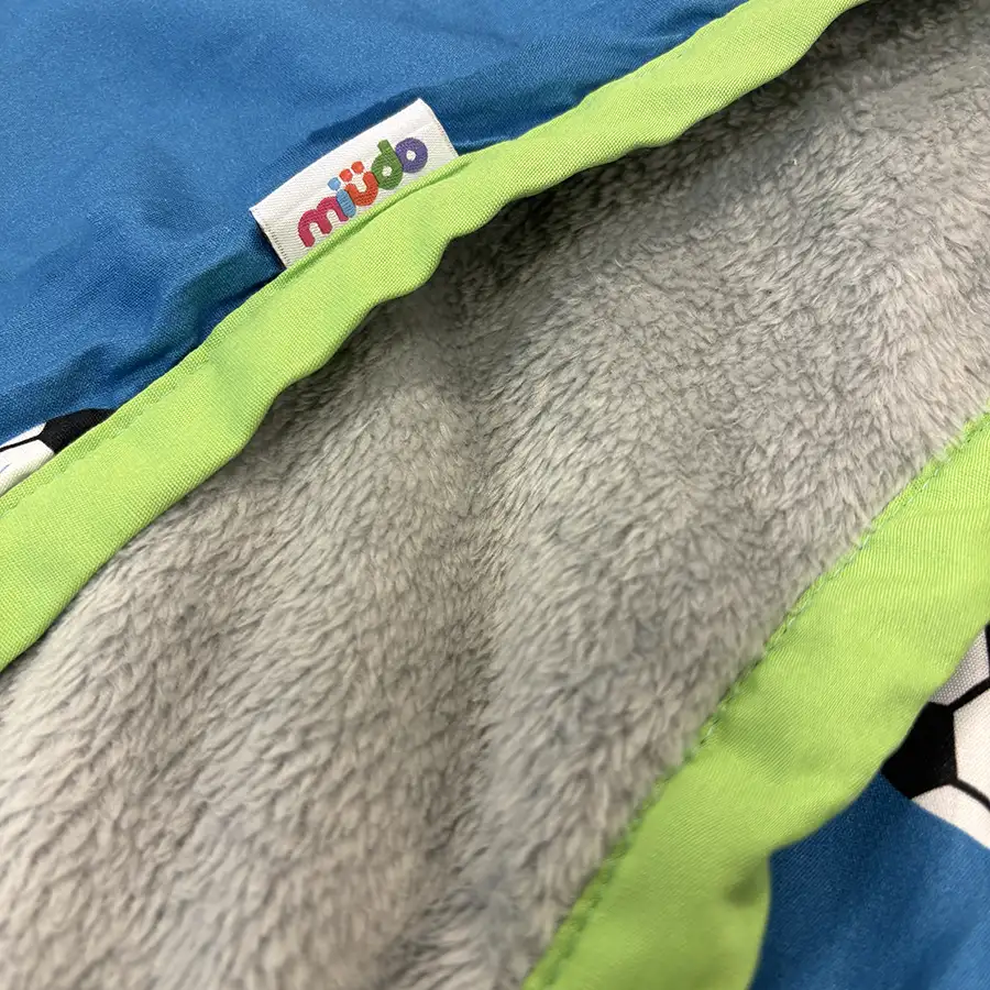 Manta Cobertor Bolas Azul com Detalhe Verde Limão