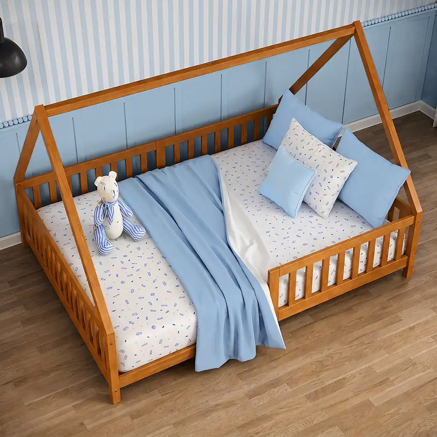 Cama Casal Infantil Casinha Montessoriana de Madeira