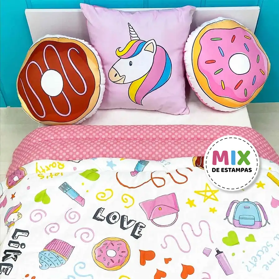 Edredom Sweet com Verso Poá Rosa